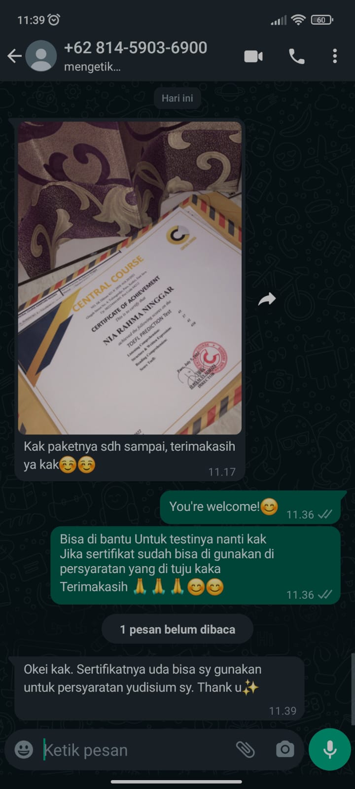 testimony tes toefl